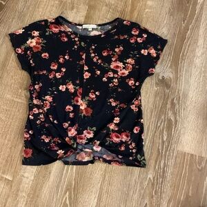 Moa Moa blouse-  navy blue with floral pattern